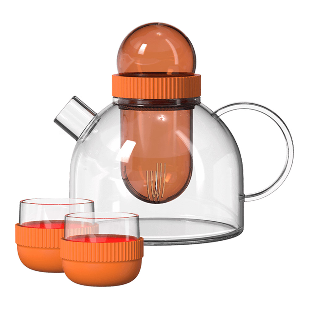 Комплект из заварочного чайника и двух чашек Kiss Kiss Fish Boogie Woogie Teapot (оранжевый)