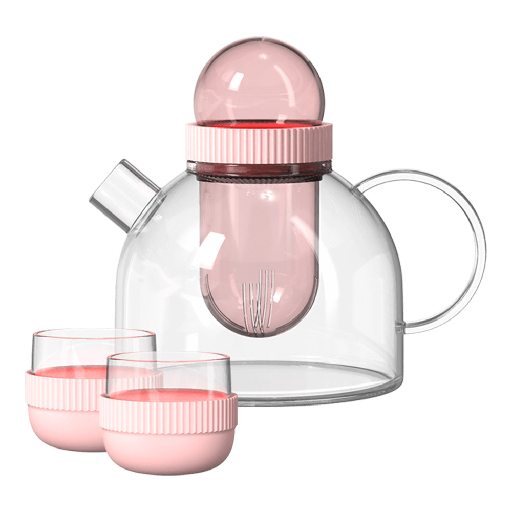Комплект из заварочного чайника и двух чашек Kiss Kiss Fish Boogie Woogie Teapot (розовый)